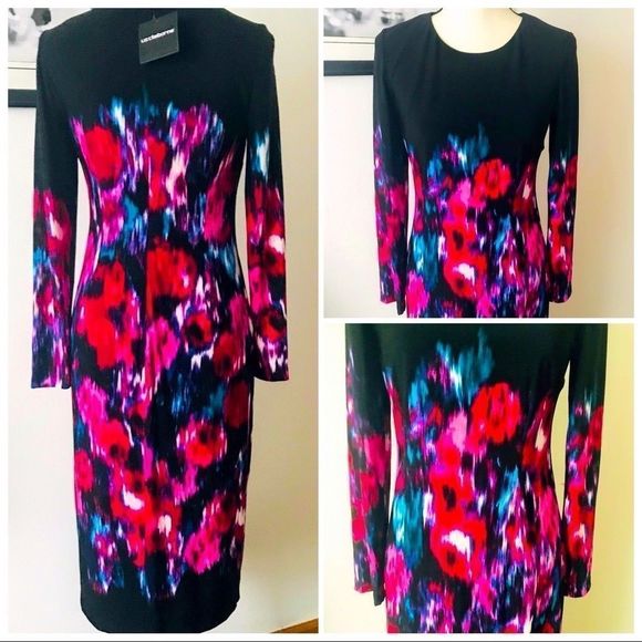 NWT! GORGEOUS LIZ CLAIBORNE FLORAL PRINT MIDI - Picture 3 of 5